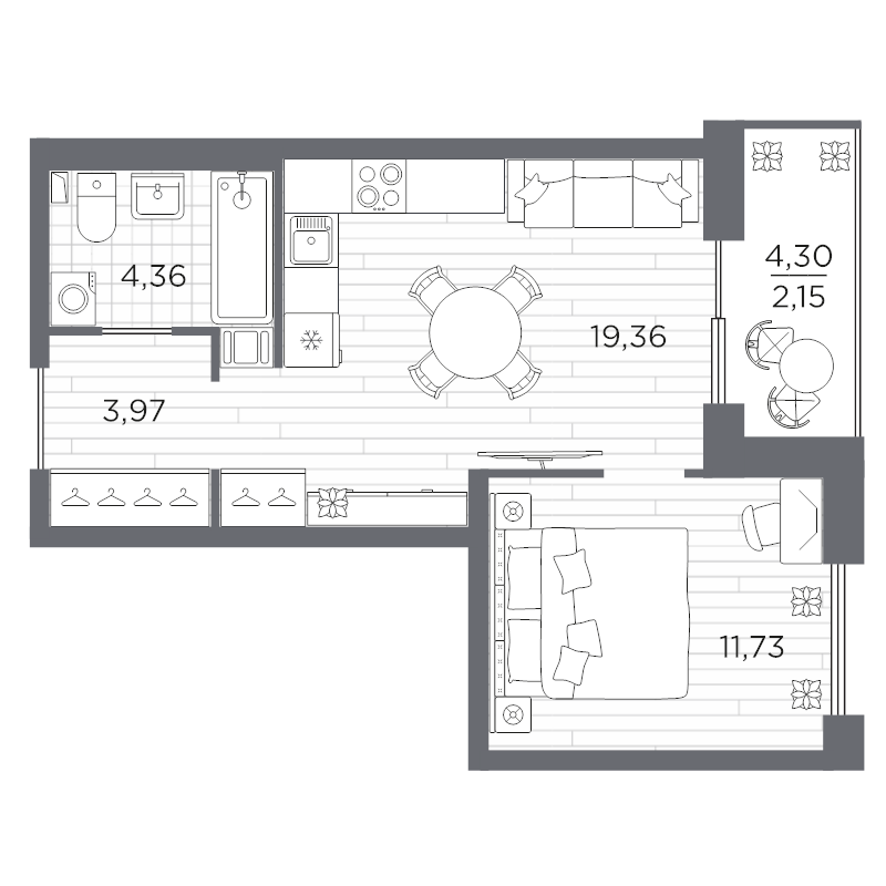 2 ккв (Евро) 41,6 м²