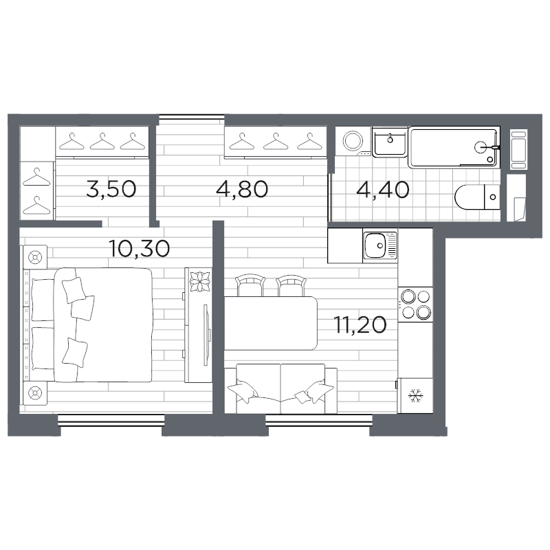 1 ккв 34,7 м²
