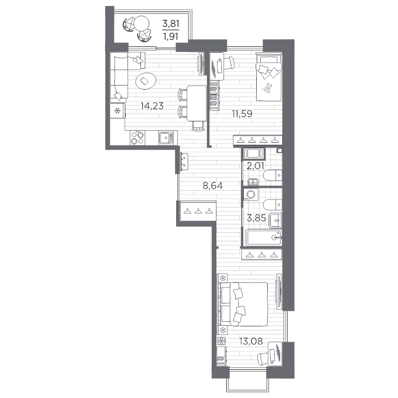 2 ккв 55,3 м²