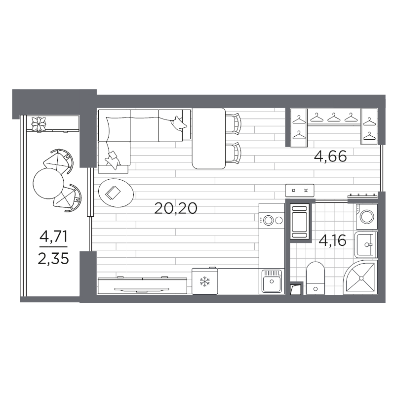 Студия 31,4 м²