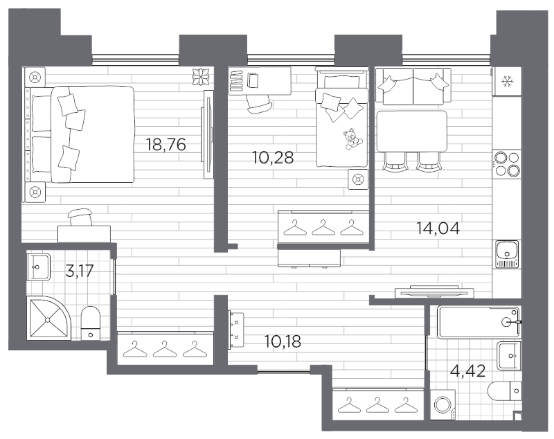 2 ккв 60,9 м²