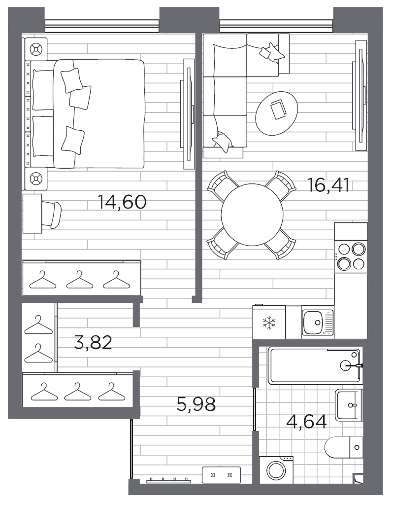 2 ккв (Евро) 45,5 м²