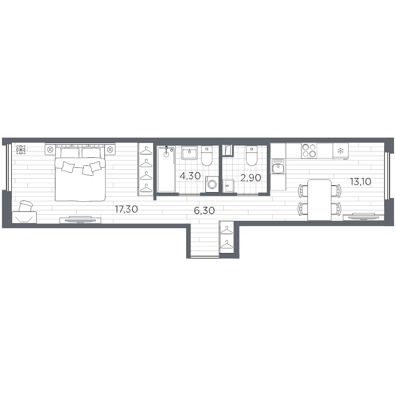 1 ккв 43,9 м²