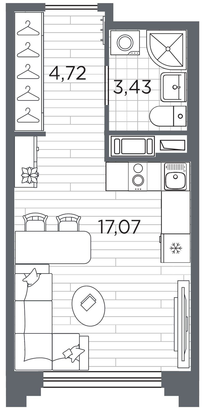 Студия 25,2 м²