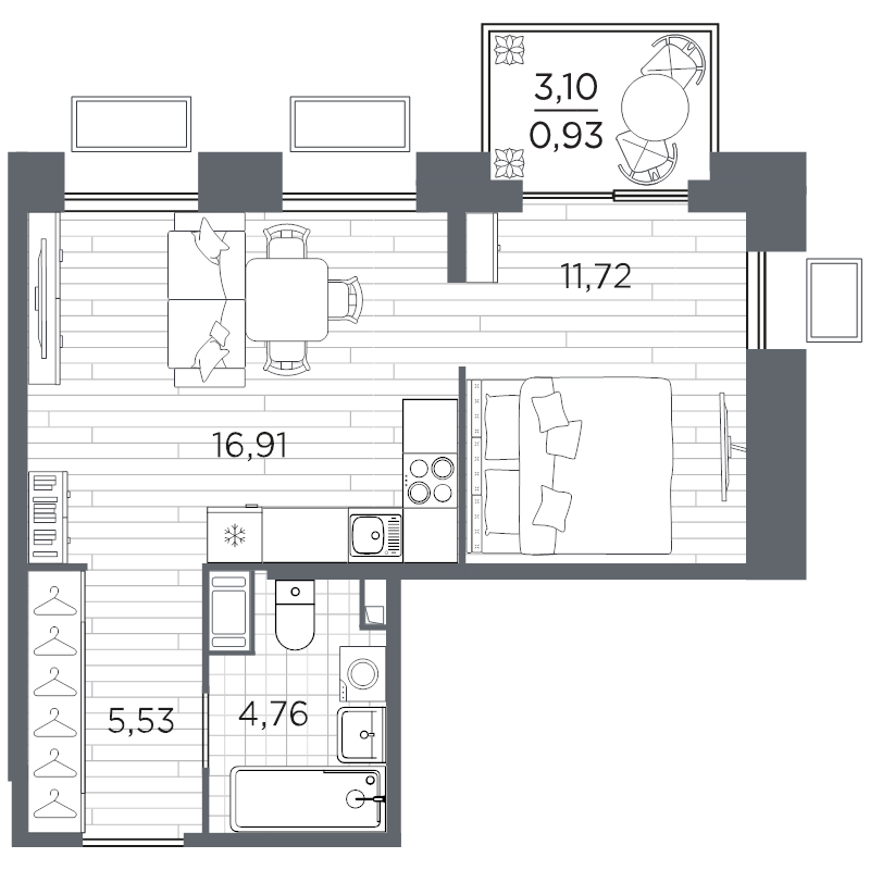 2 ккв (Евро) 39,9 м²