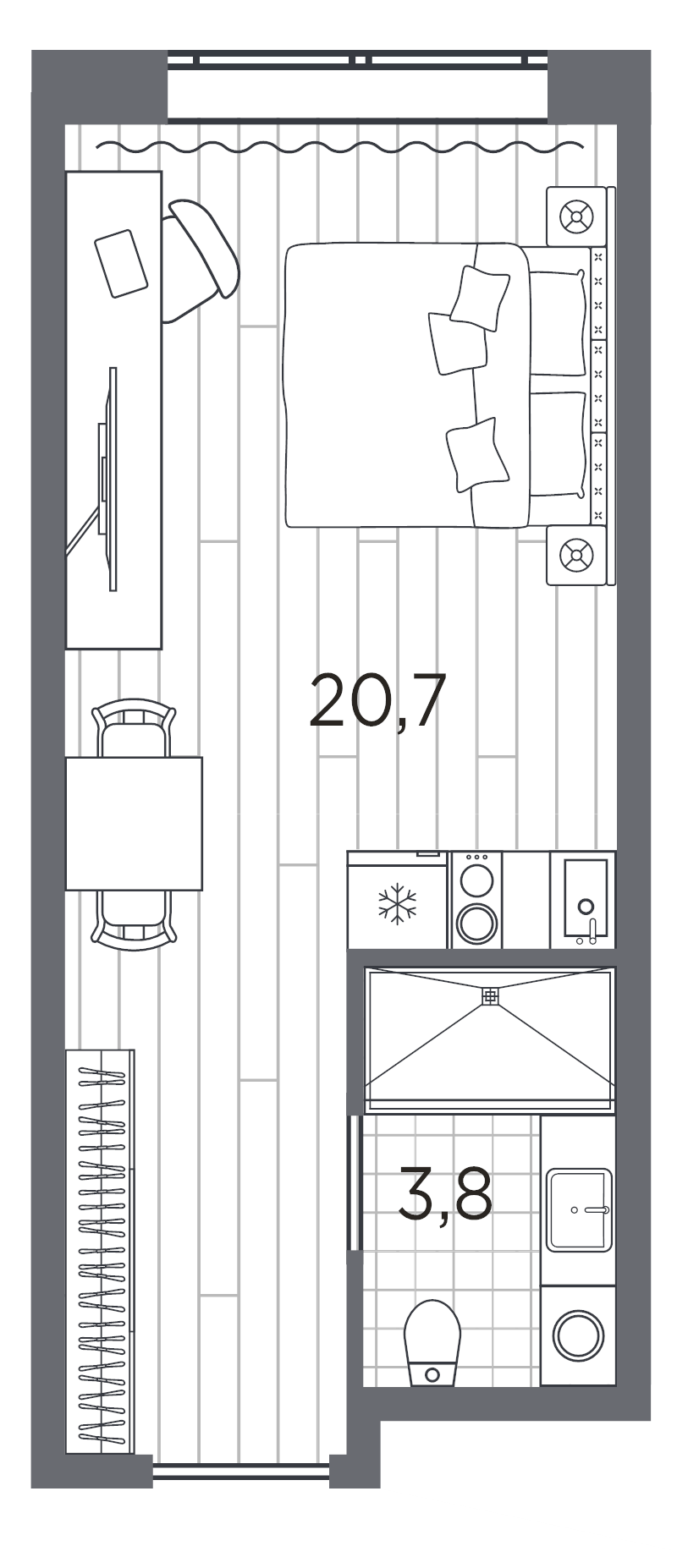 Студия 24,5 м²