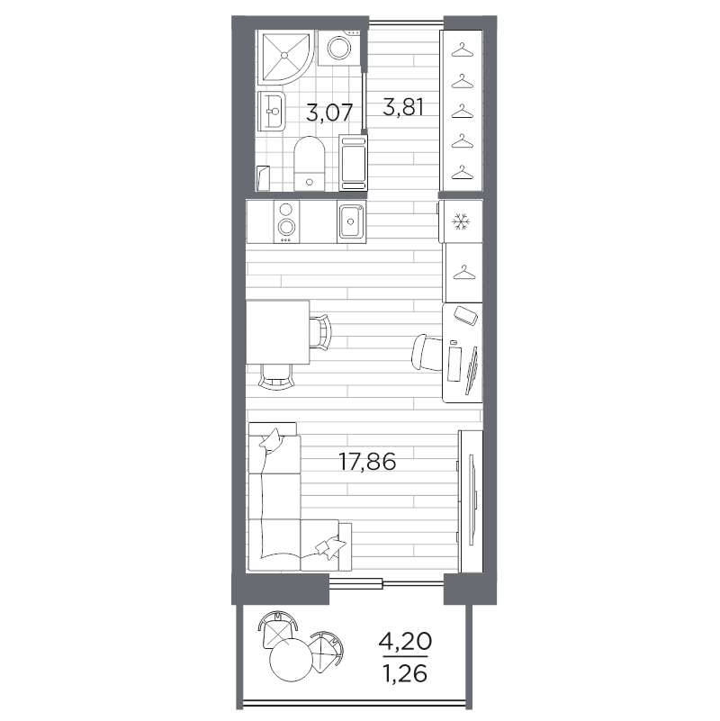 Студия 26 м²