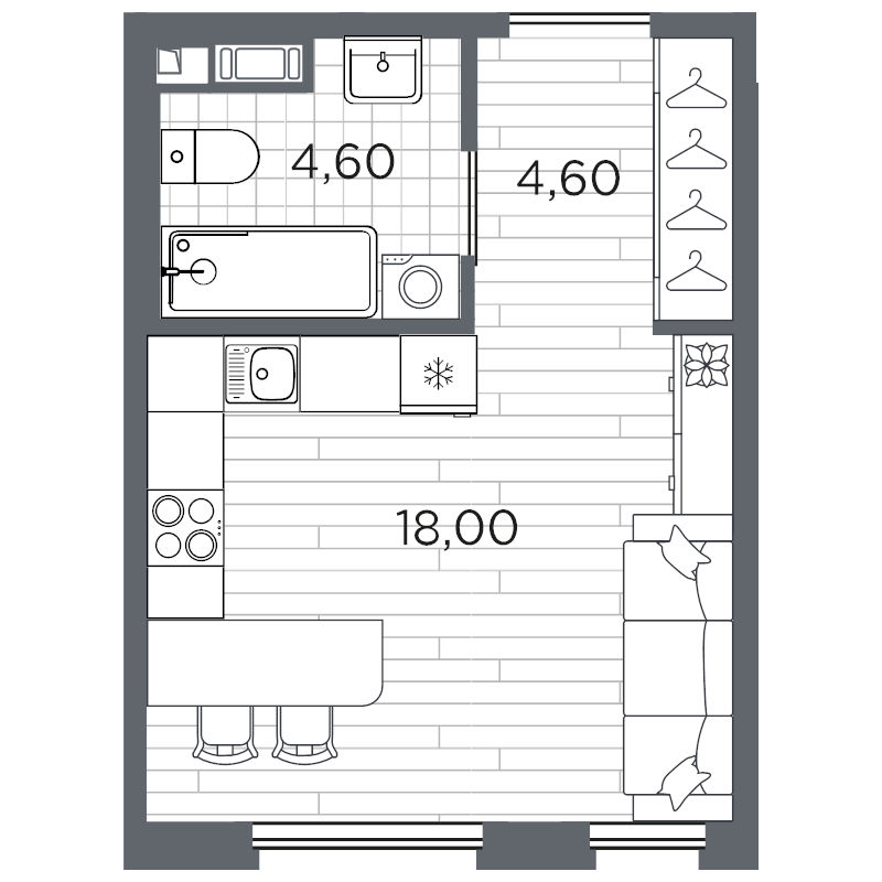 Студия 27,2 м²