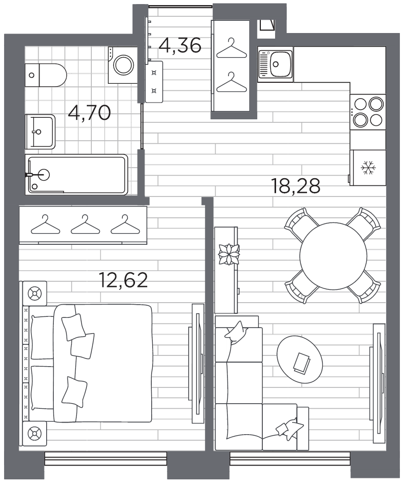 2 ккв (Евро) 40 м²