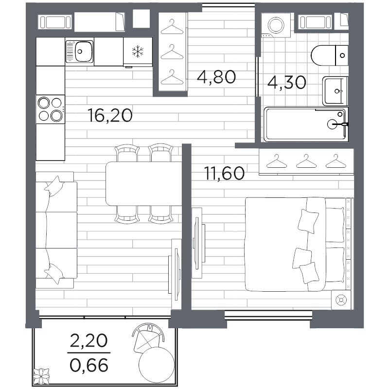 2 ккв (Евро) 37,6 м²