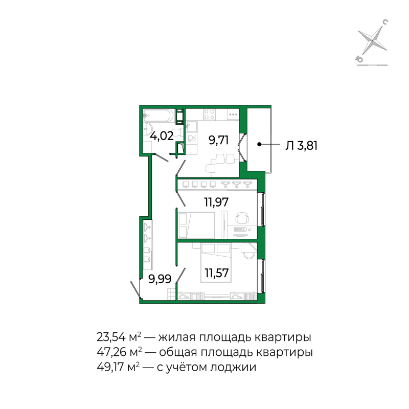 2 ккв 47 м²