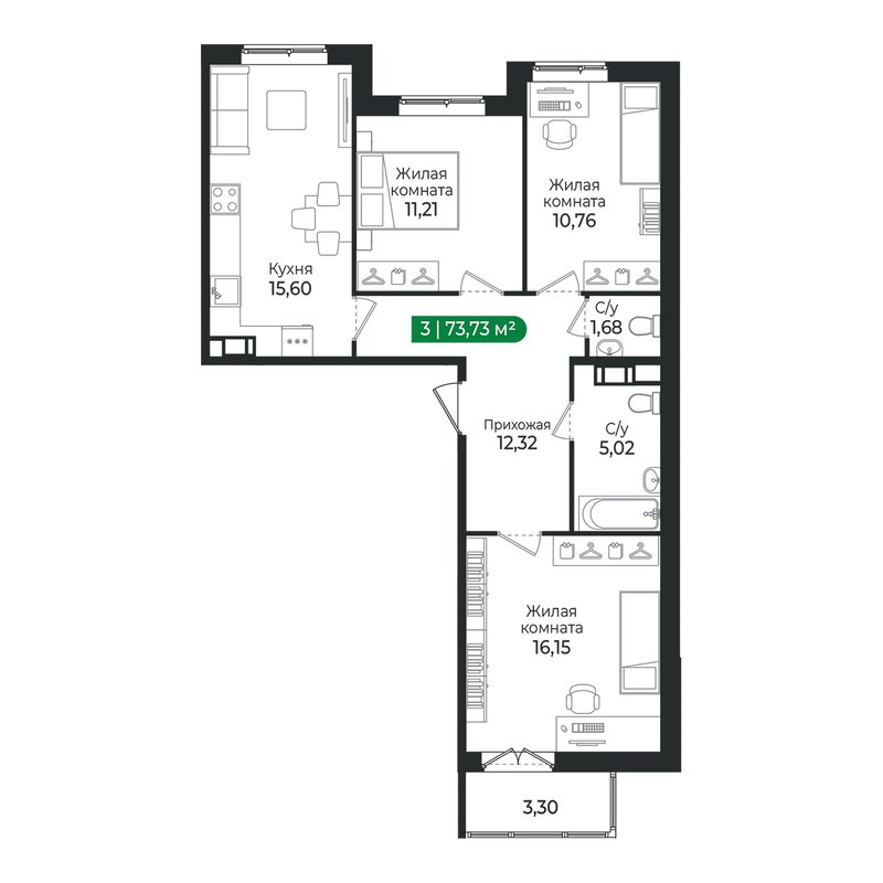 4 ккв (Евро) 75,1 м²