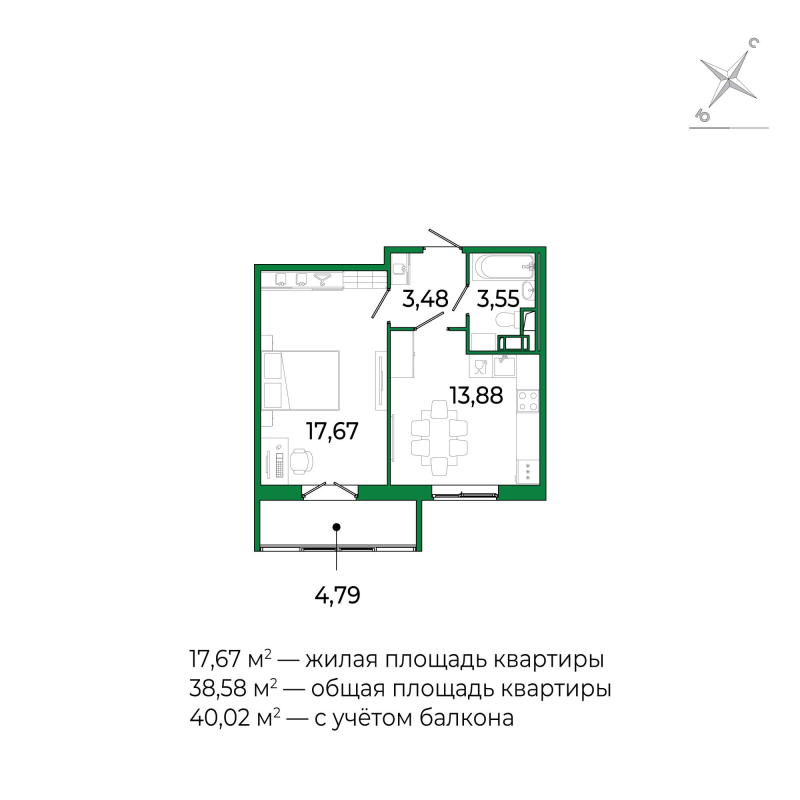 1 ккв 38,2 м²