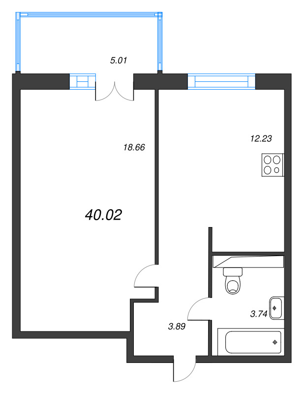 1 ккв 40 м²