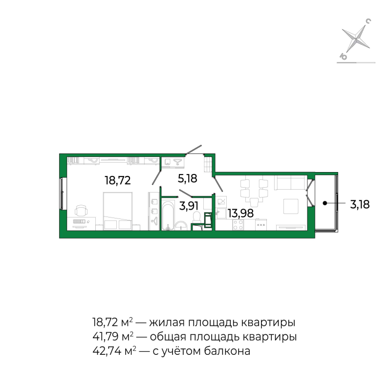 1 ккв 41,6 м²