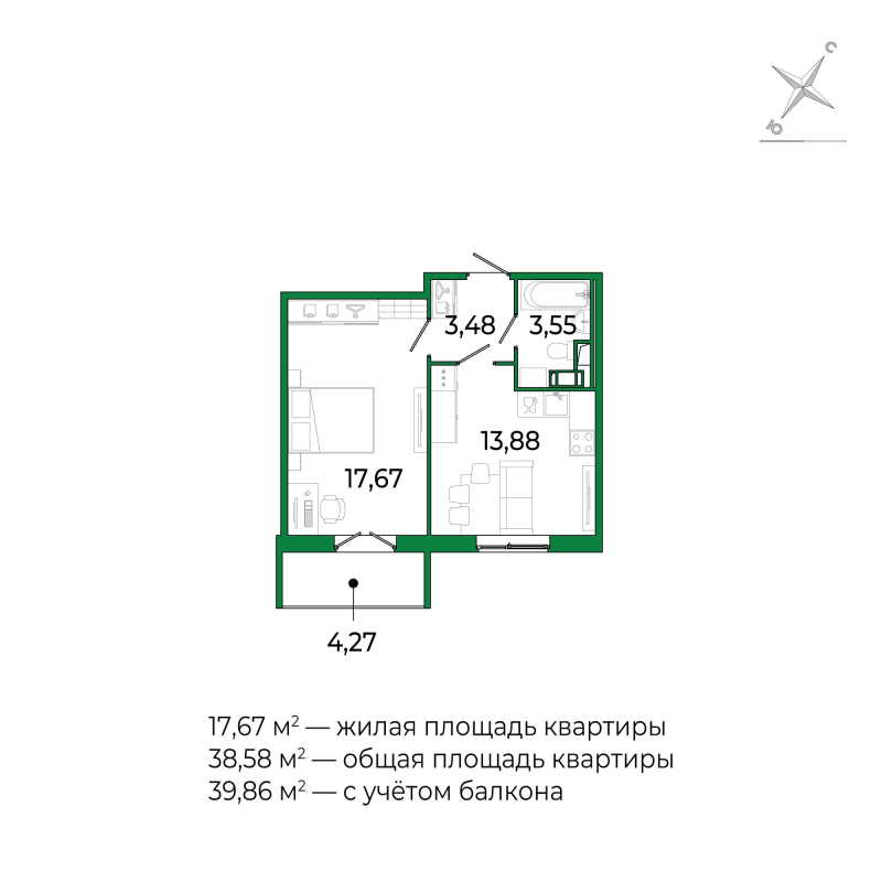1 ккв 38,2 м²