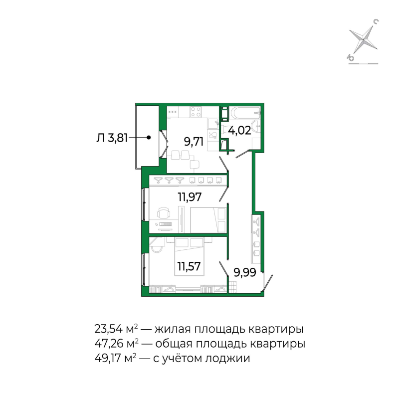 2 ккв 47,2 м²