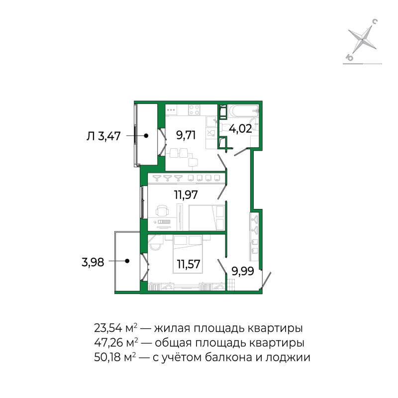 2 ккв 47 м²