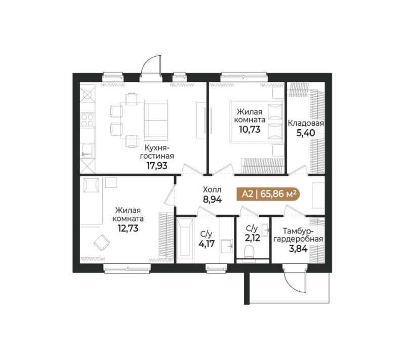 3 ккв (Евро) 68,5 м²