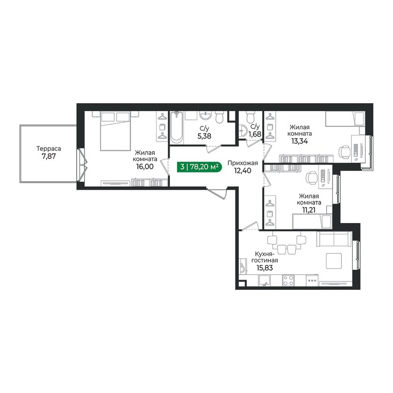 4 ккв (Евро) 78,2 м²