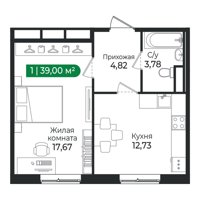 1 ккв 39 м²