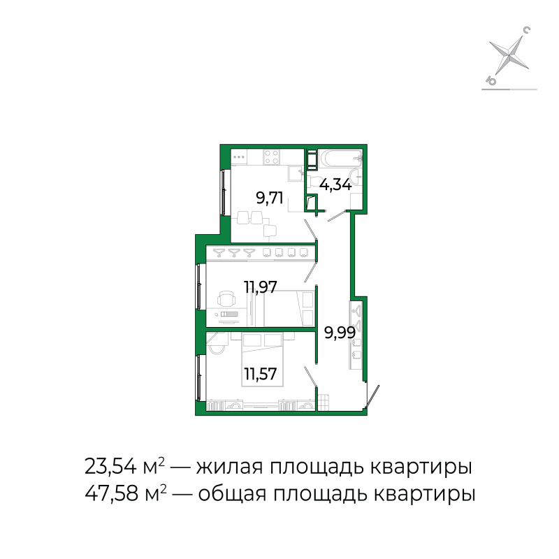 2 ккв 47,2 м²