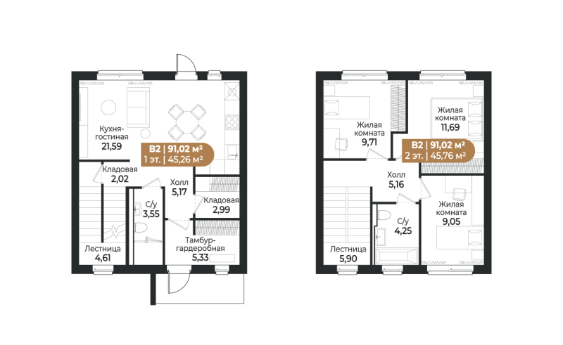 4 ккв (Евро) 95,3 м²