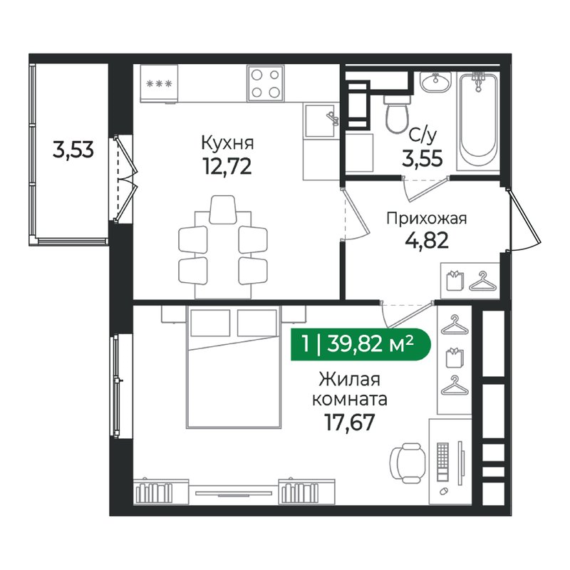 1 ккв 39,8 м²