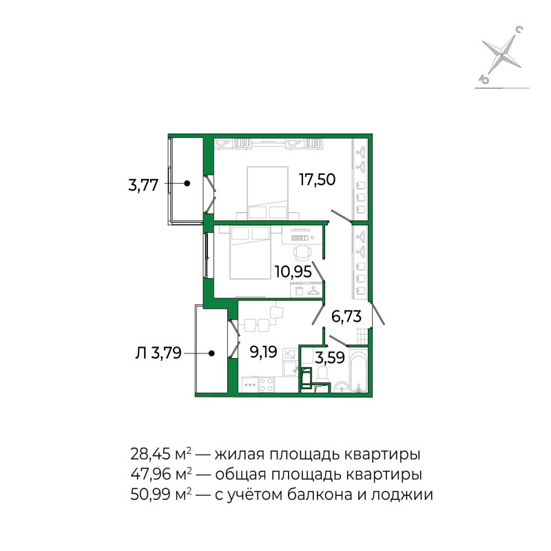 2 ккв 47,4 м²
