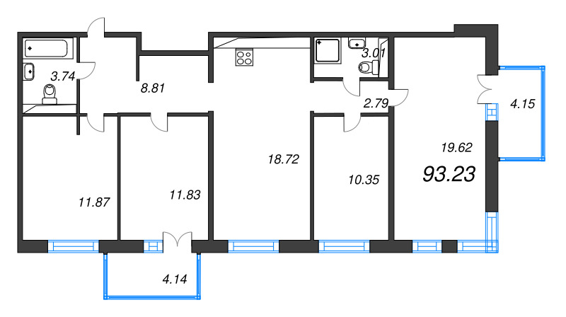 5 ккв (Евро) 93,2 м²