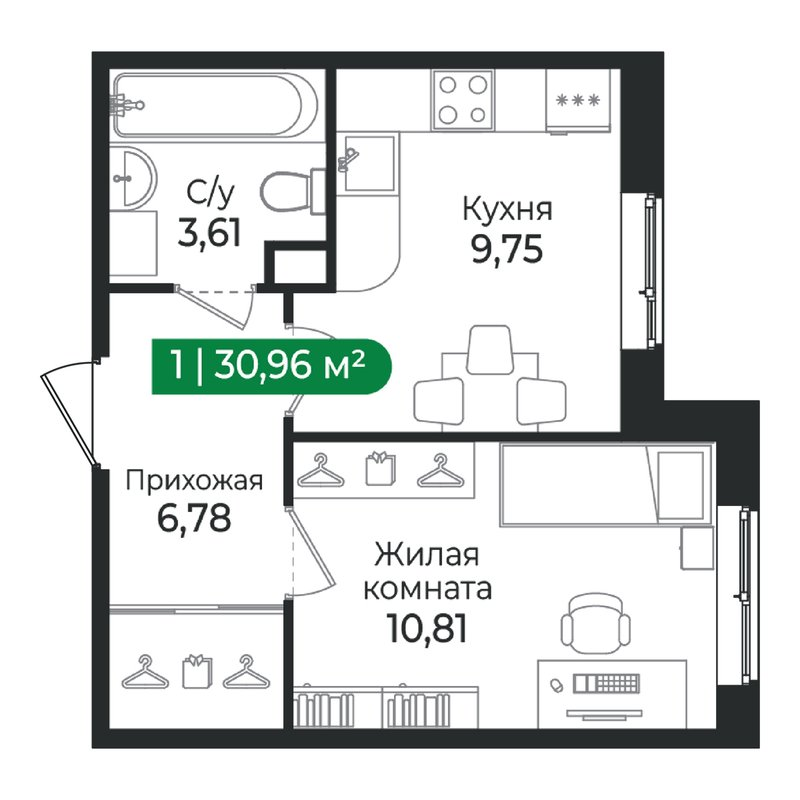 1 ккв 31 м²