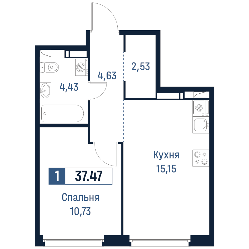2 ккв (Евро) 37,5 м²