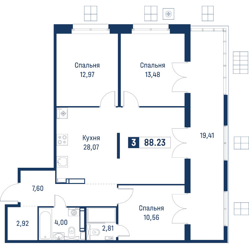 4 ккв (Евро) 88,2 м²