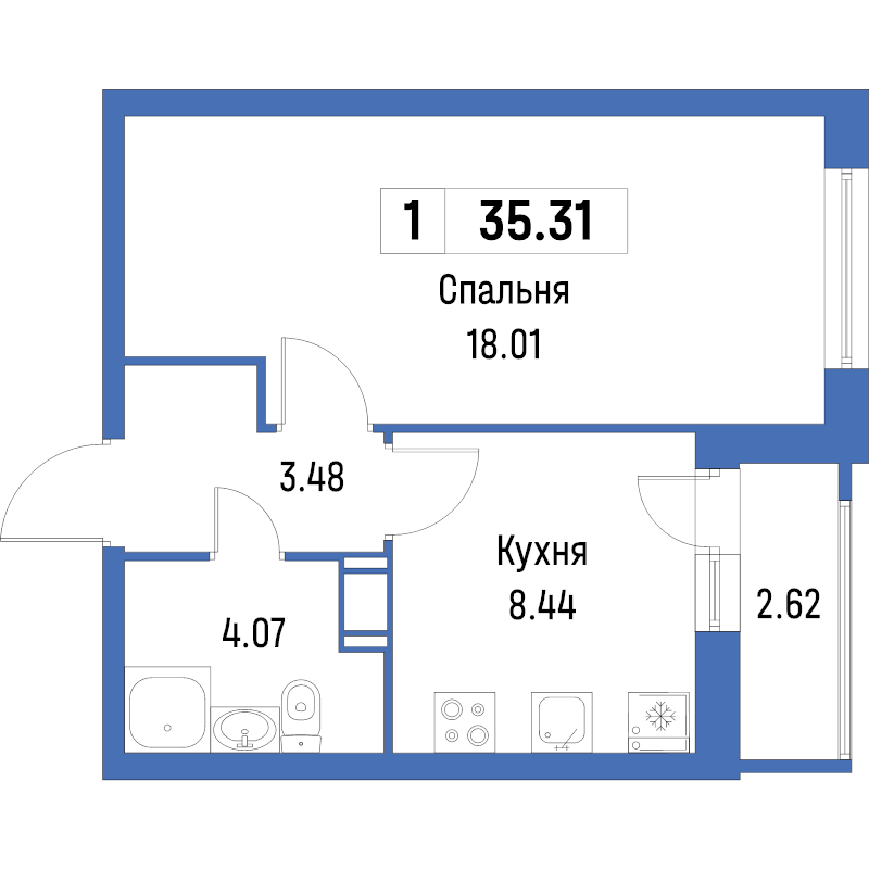 1 ккв 35,3 м²