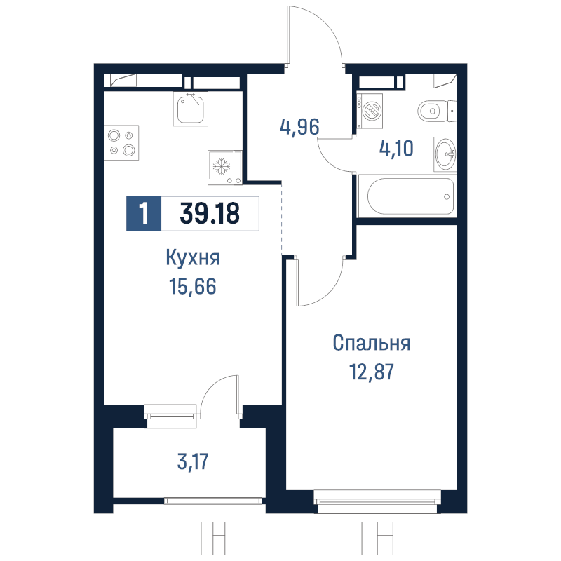 2 ккв (Евро) 39,2 м²