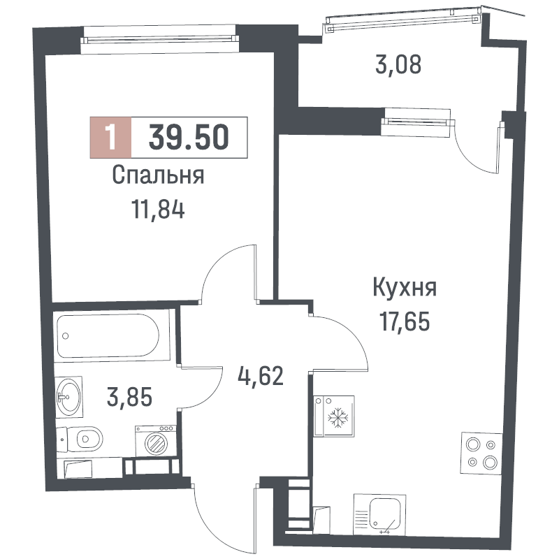 2 ккв (Евро) 39,5 м²