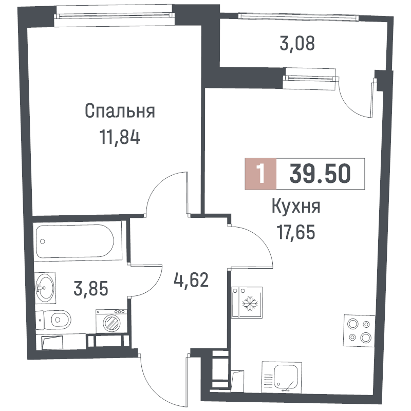 2 ккв (Евро) 39,5 м²
