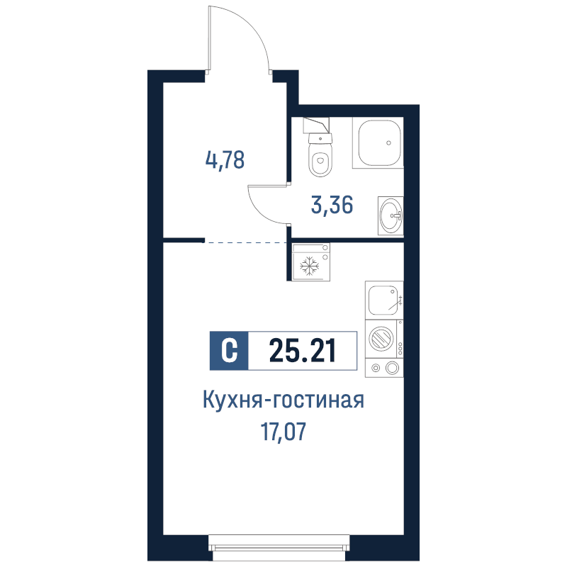 Студия 25,2 м²