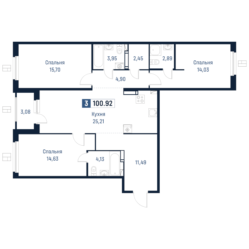 4 ккв (Евро) 100,9 м²