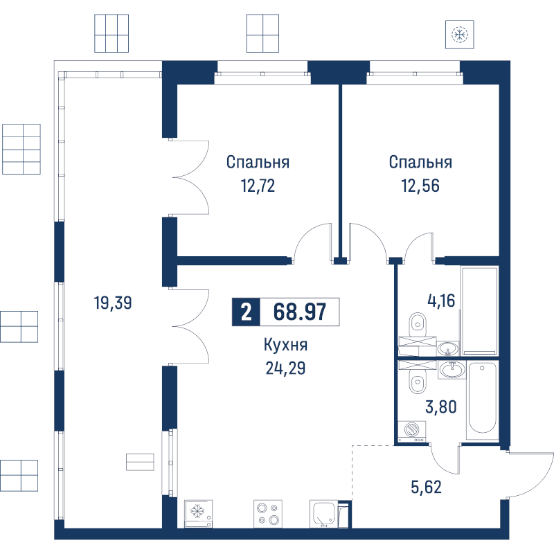 3 ккв (Евро) 69 м²