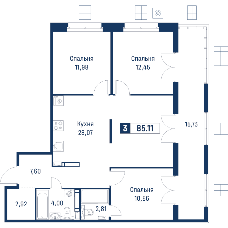 4 ккв (Евро) 85,1 м²