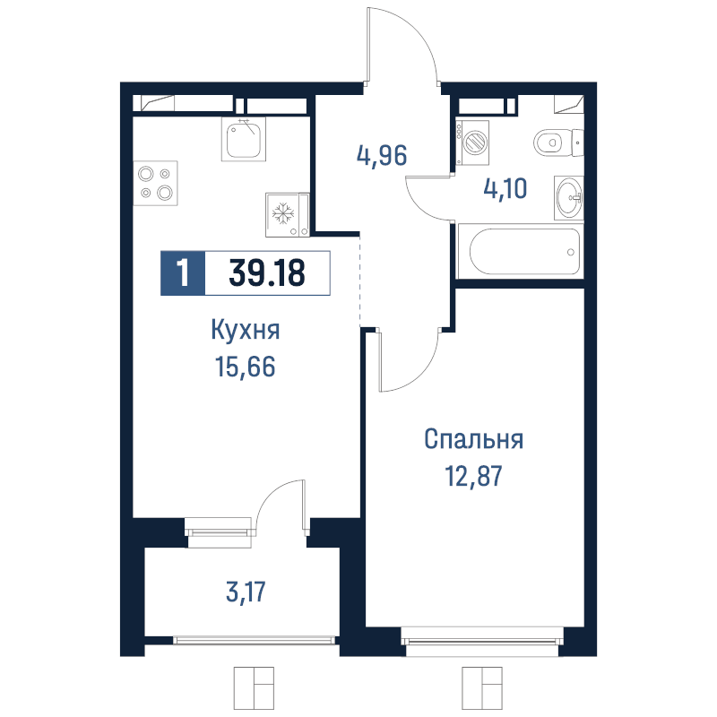 2 ккв (Евро) 39,2 м²