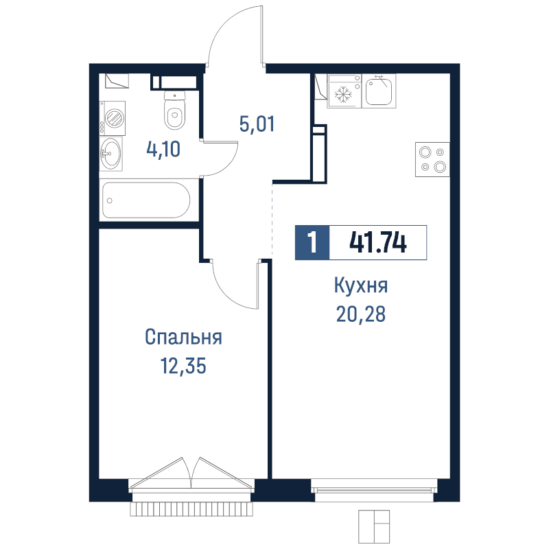 2 ккв (Евро) 41,7 м²