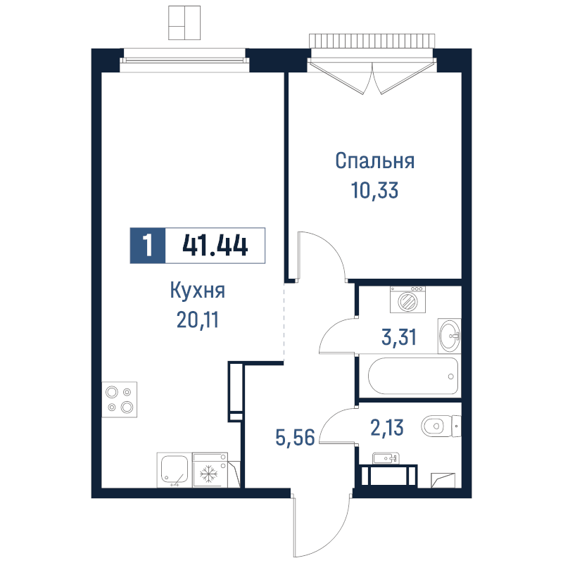 2 ккв (Евро) 41,4 м²