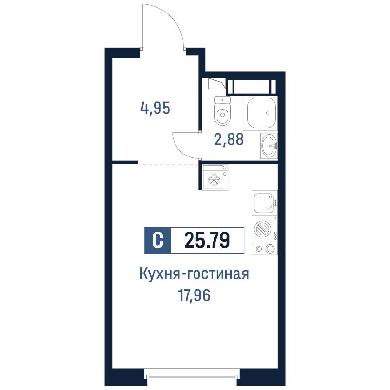 Студия 25,8 м²