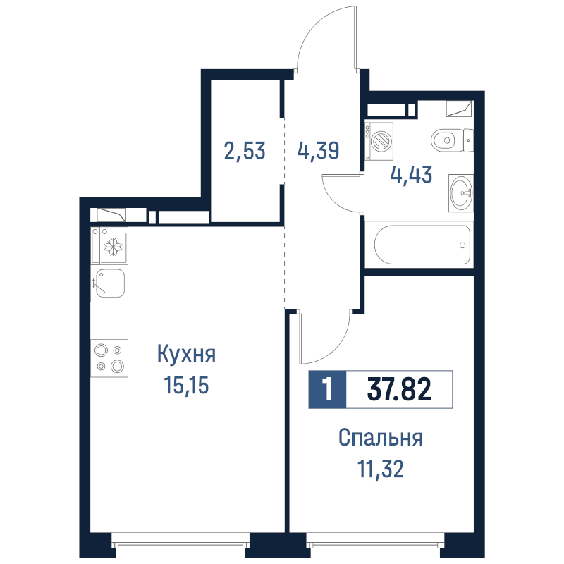 2 ккв (Евро) 37,8 м²