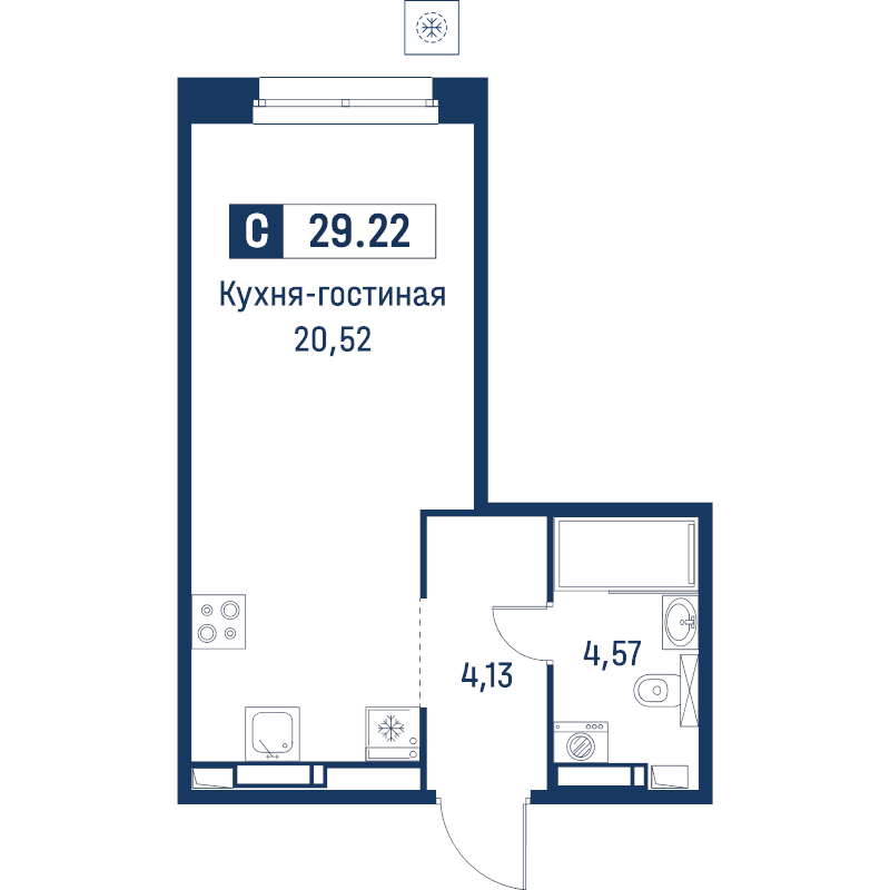 Студия 29,2 м²
