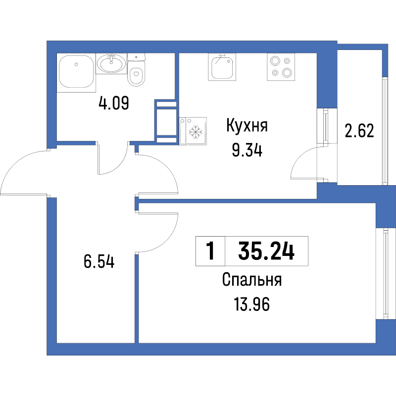 1 ккв 35,2 м²
