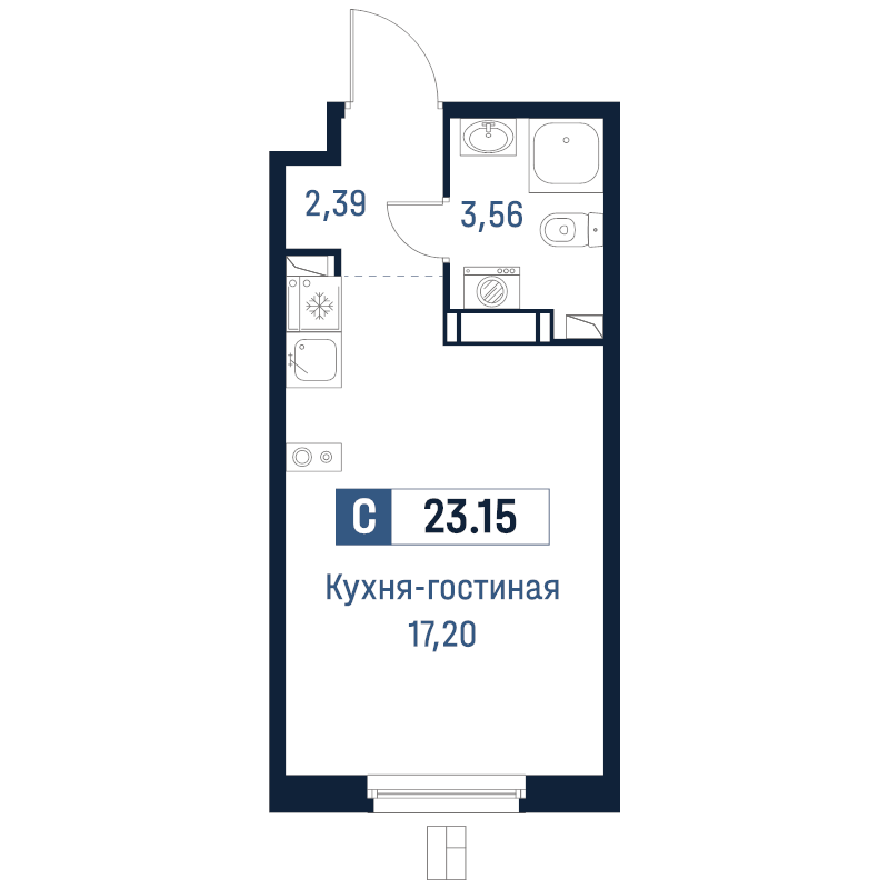 Студия 23,2 м²