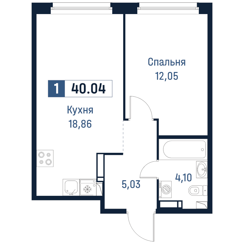2 ккв (Евро) 40 м²
